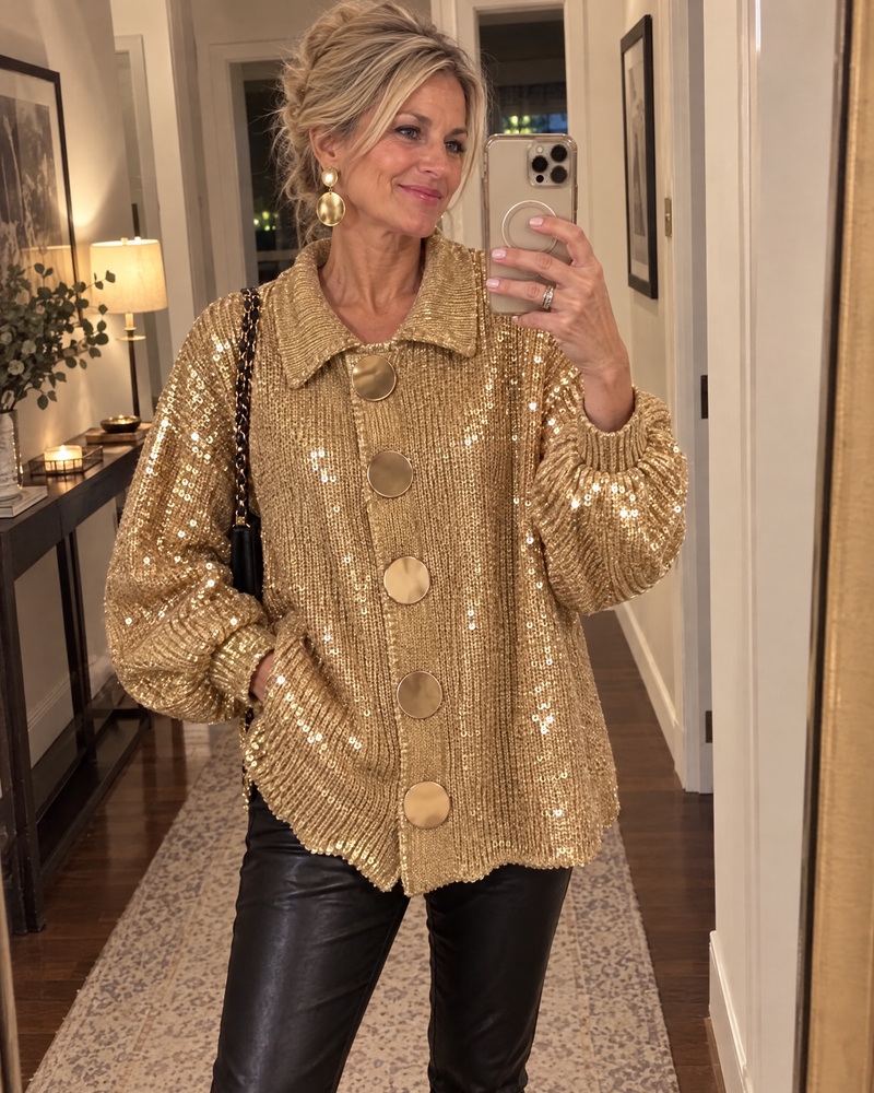 Isadora | Oversized Kragen-Cardigan – Kundinnenfoto 4
