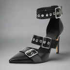 Konstanze | Spitze Stiletto-Pumps mit Schnallenriemen
