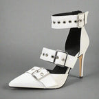 Konstanze | Spitze Stiletto-Pumps mit Schnallenriemen