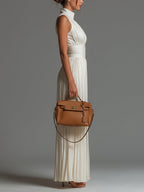 Zsófia Jumpsuit | Plissierter weißer Chiffon-Overall