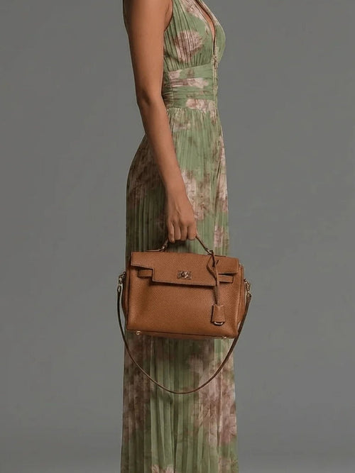 AUGUSTINE Jumpsuit | Grüner plissierter Chiffon-Overall - Lene & Roth