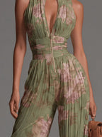 AUGUSTINE Jumpsuit | Grüner plissierter Chiffon-Overall - Lene & Roth
