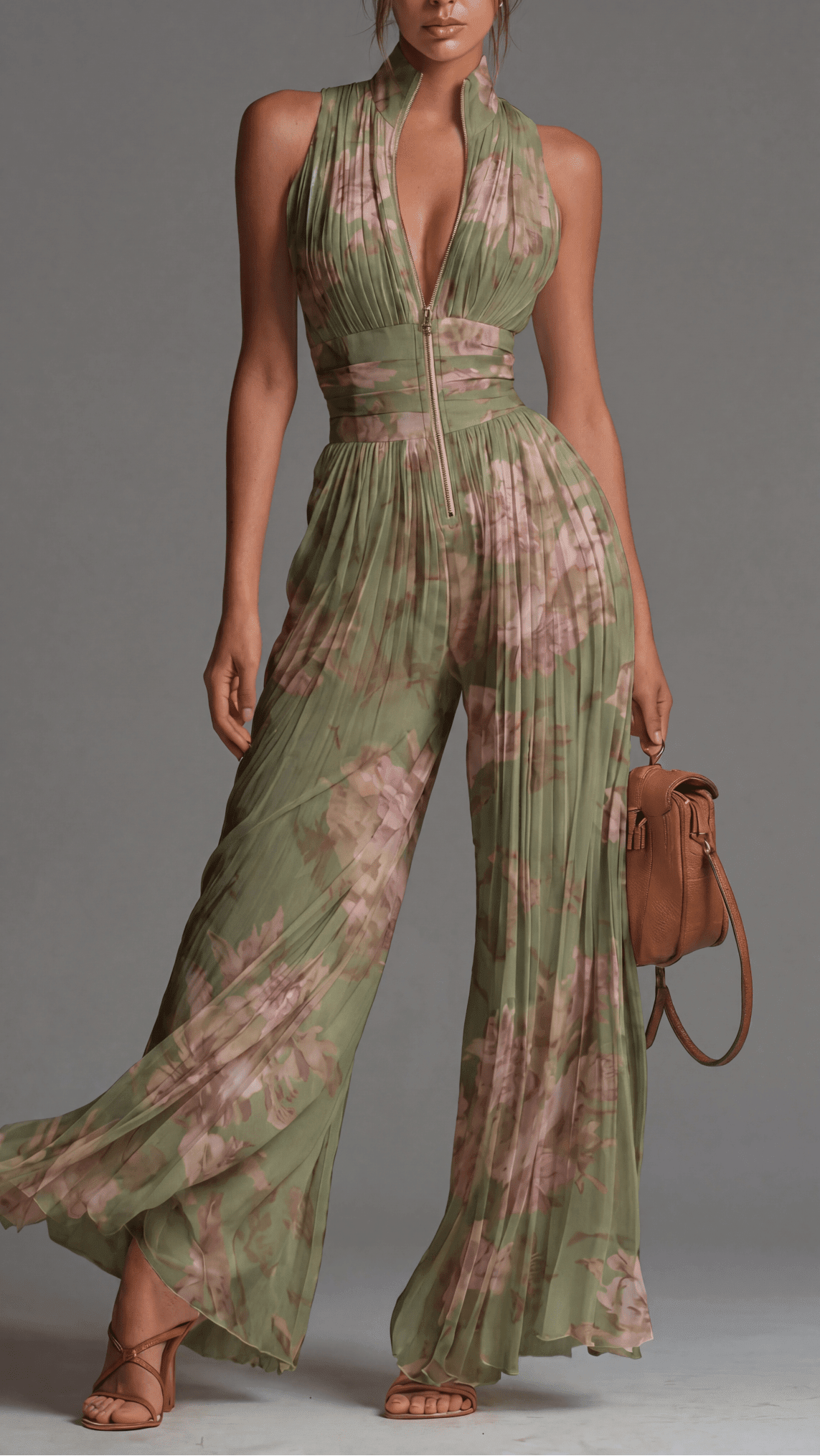AUGUSTINE Jumpsuit | Weißer plissierter Chiffon-Overall - Lene & Roth