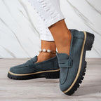 Bootara Women's Plus Size Casual Retro Suede Loafers with Chunky Heel Platform - Lene & Roth