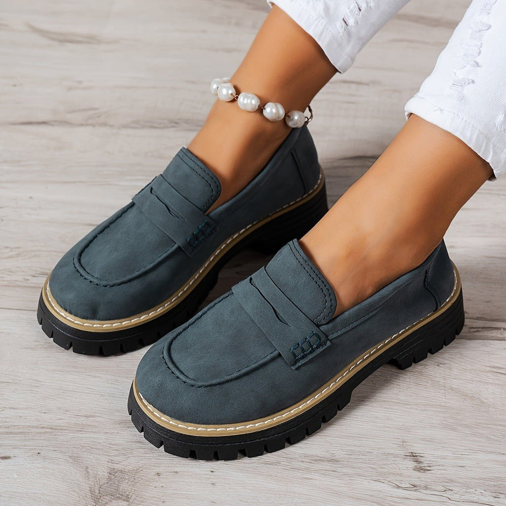 Bootara Women's Plus Size Casual Retro Suede Loafers with Chunky Heel Platform - Lene & Roth