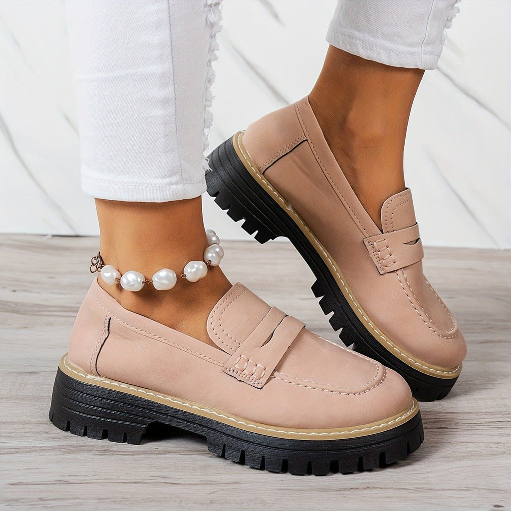 Bootara Women's Plus Size Casual Retro Suede Loafers with Chunky Heel Platform - Lene & Roth