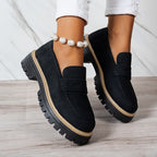 Bootara Women's Plus Size Casual Retro Suede Loafers with Chunky Heel Platform - Lene & Roth