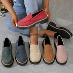 Bootara Women's Plus Size Casual Retro Suede Loafers with Chunky Heel Platform - Lene & Roth