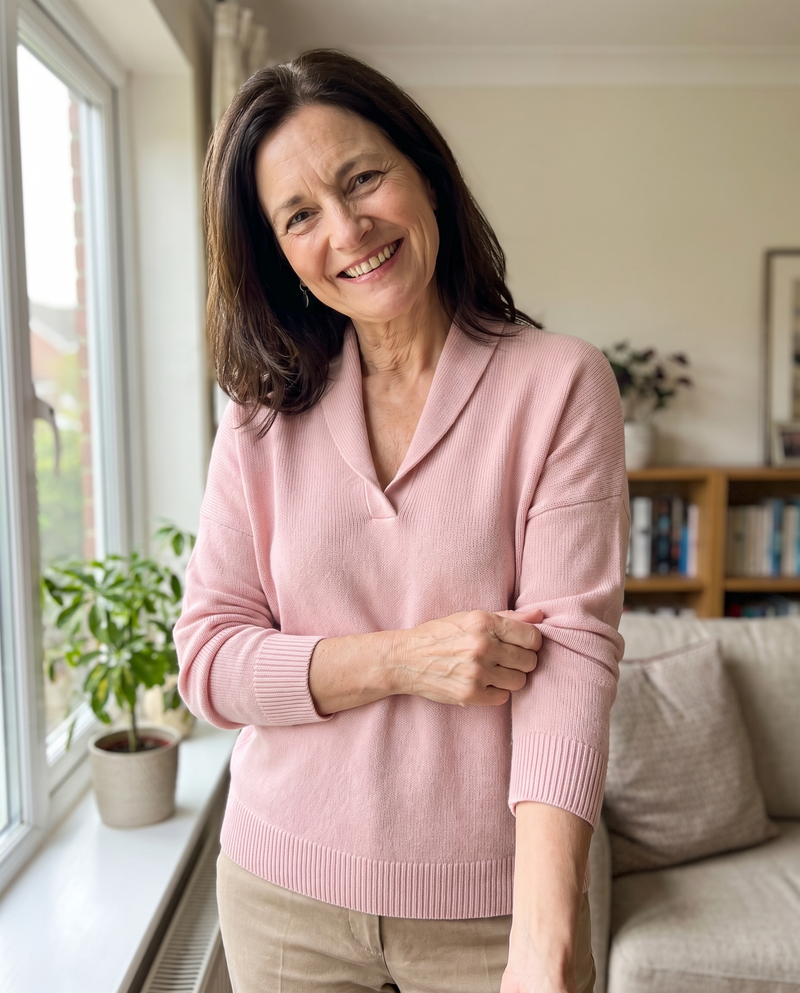 Elise | Bequemer Pullover mit V-Ausschnitt – Kundinnenfoto 2