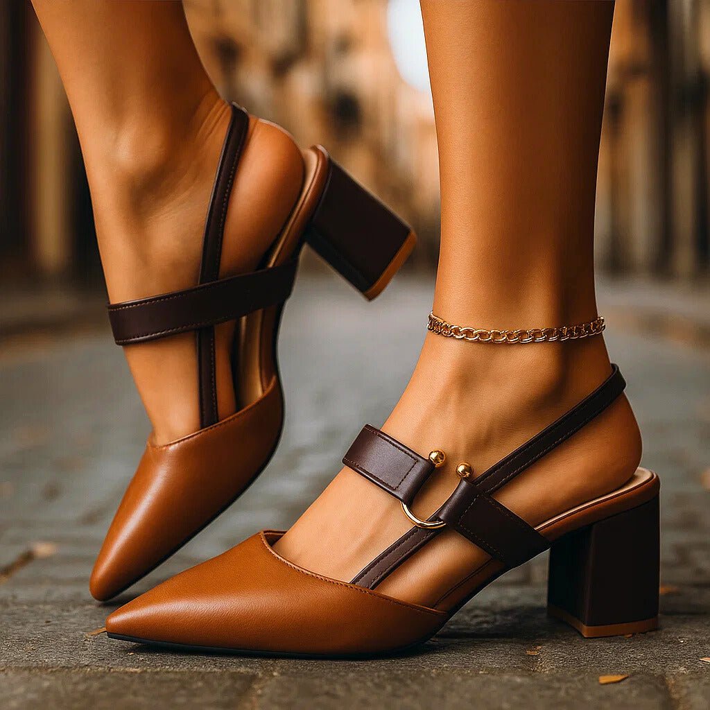 Helena | Spitze Slingback-Pumps mit Blockabsatz - Lene & Roth