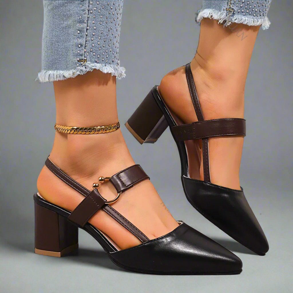 Helena | Spitze Slingback-Pumps mit Blockabsatz - Lene & Roth