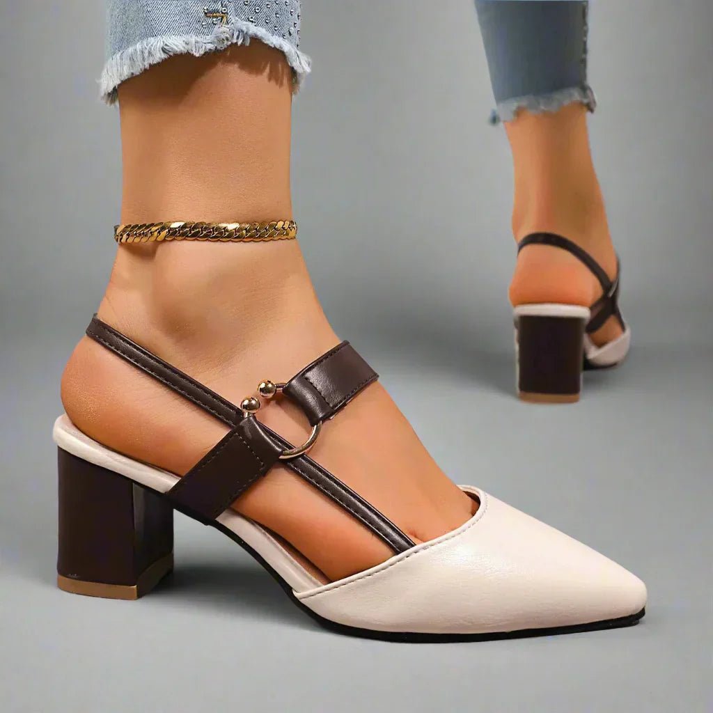 Helena | Spitze Slingback-Pumps mit Blockabsatz - Lene & Roth