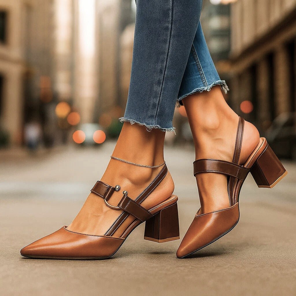 Helena | Spitze Slingback-Pumps mit Blockabsatz - Lene & Roth