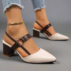 Helena | Spitze Slingback-Pumps mit Blockabsatz - Lene & Roth