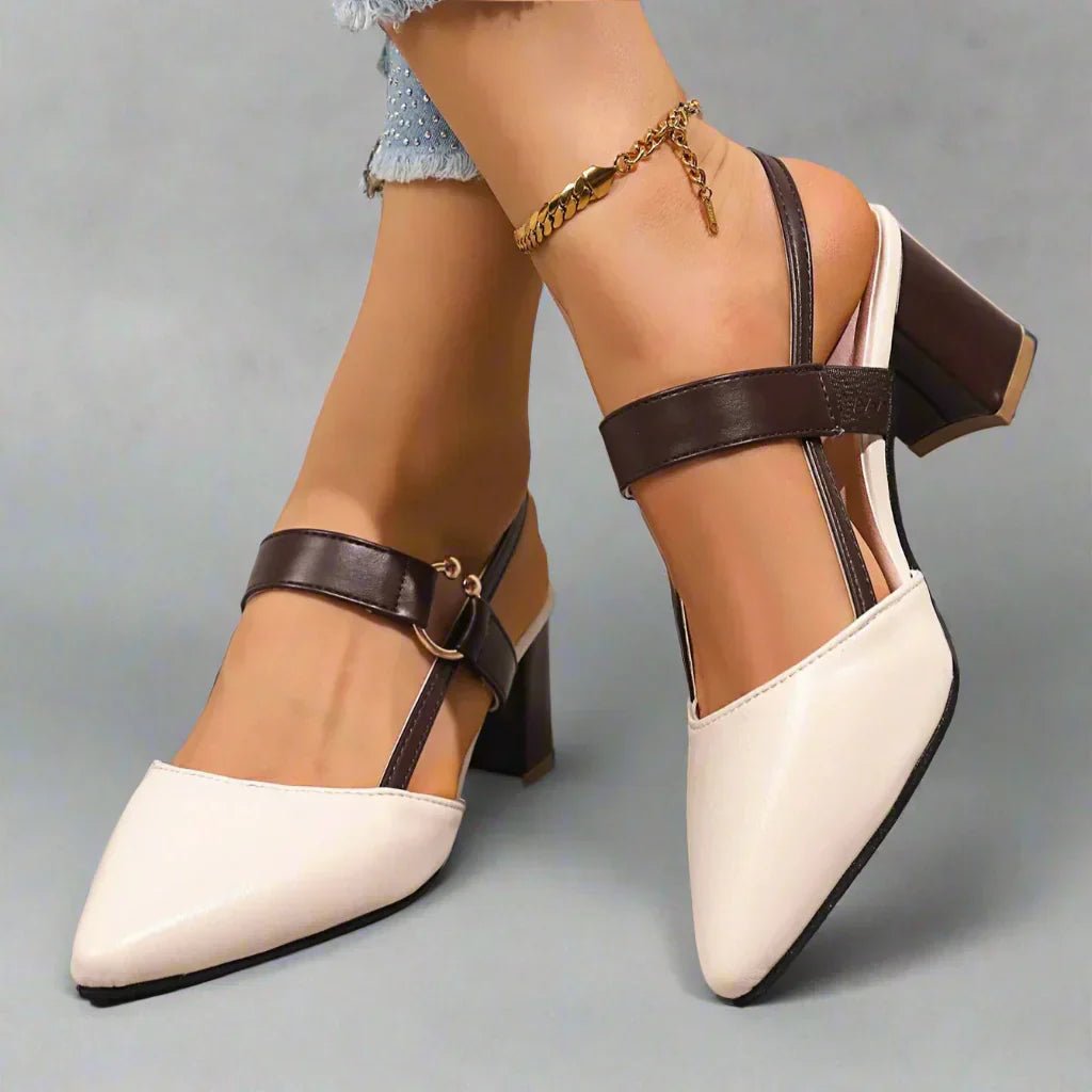 Helena | Spitze Slingback-Pumps mit Blockabsatz - Lene & Roth