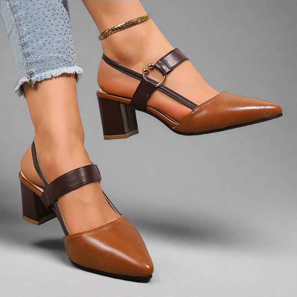 Helena | Spitze Slingback-Pumps mit Blockabsatz - Lene & Roth