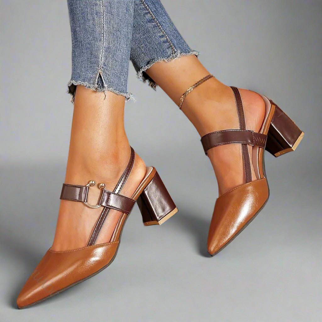 Helena | Spitze Slingback-Pumps mit Blockabsatz - Lene & Roth