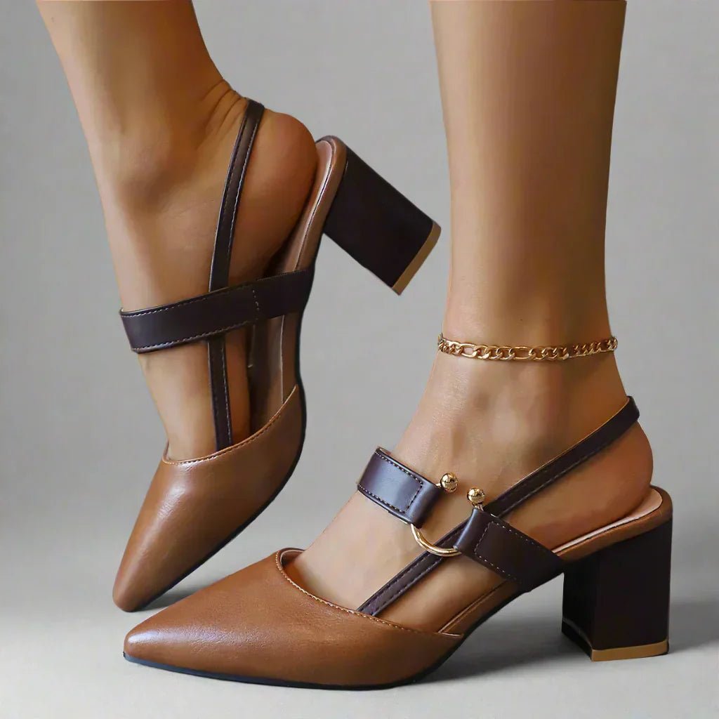Helena | Spitze Slingback-Pumps mit Blockabsatz - Lene & Roth