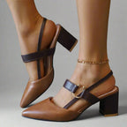 Helena | Spitze Slingback-Pumps mit Blockabsatz - Lene & Roth