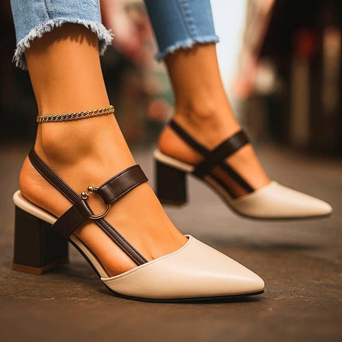 Helena | Spitze Slingback-Pumps mit Blockabsatz