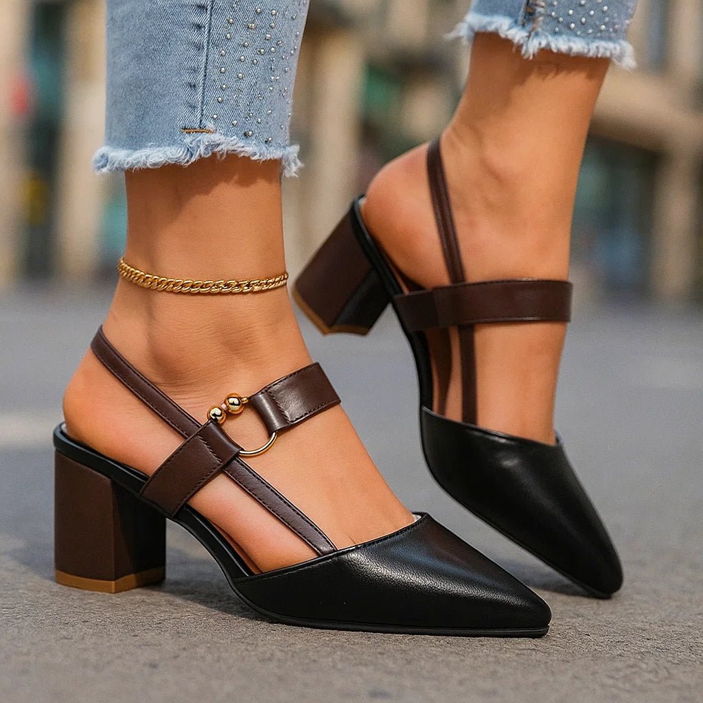Helena | Spitze Slingback-Pumps mit Blockabsatz - Lene & Roth