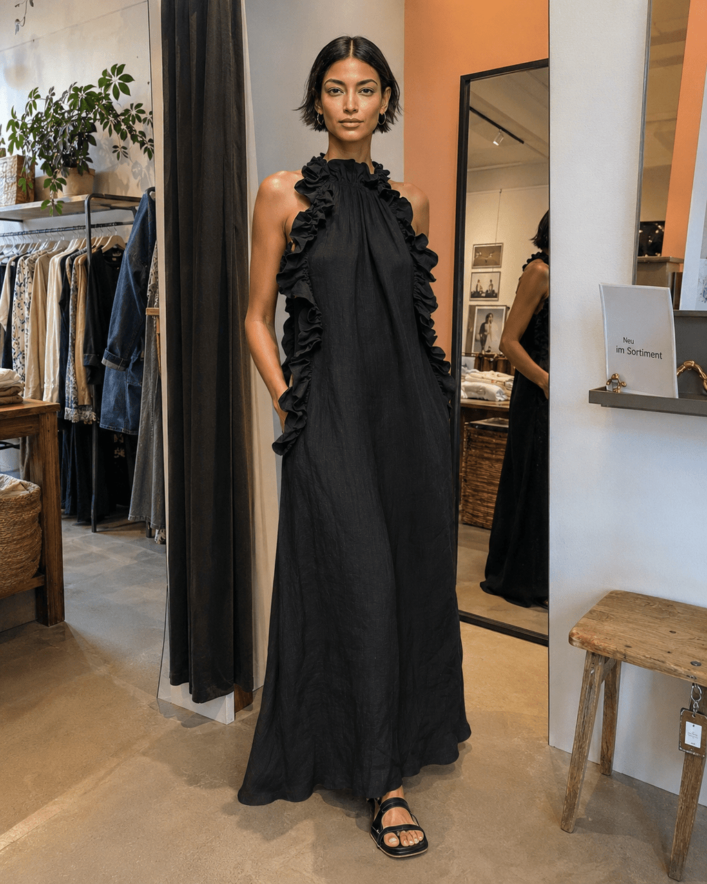 HÉLOÏSE | Maxikleid mit hohem Rüschenkragen - Lene & Roth
