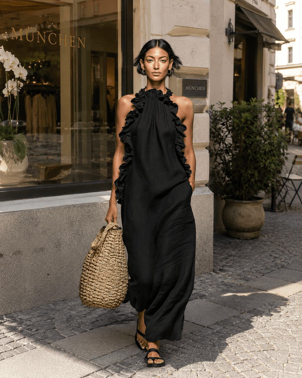 HÉLOÏSE | Maxikleid mit hohem Rüschenkragen - Lene & Roth