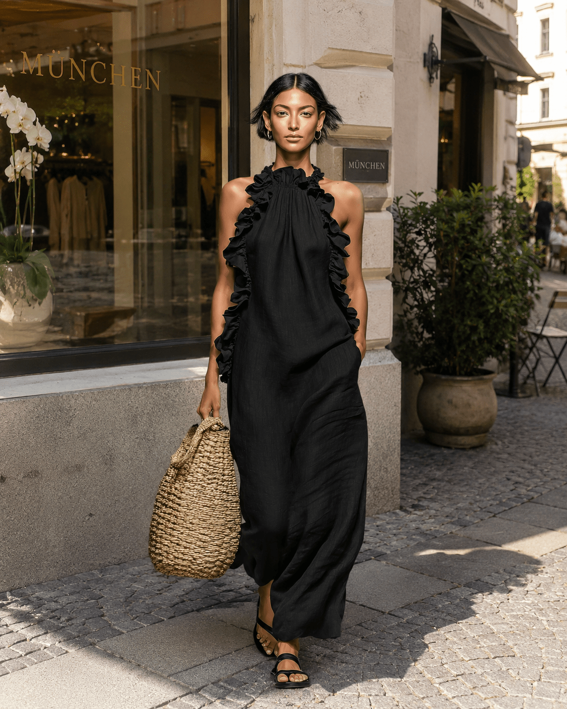 HÉLOÏSE | Maxikleid mit hohem Rüschenkragen - Lene & Roth