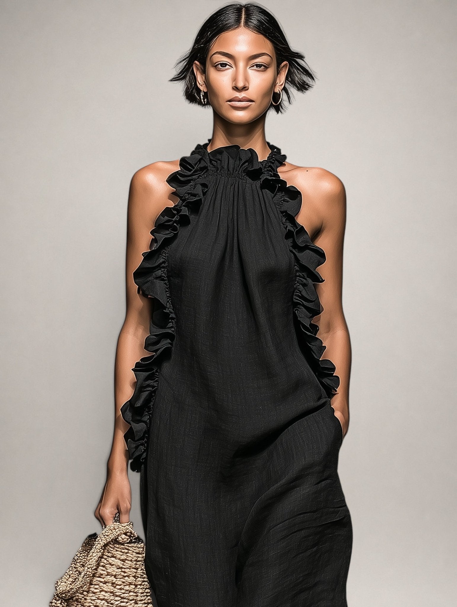 HÉLOÏSE | Maxikleid mit hohem Rüschenkragen - Lene & Roth