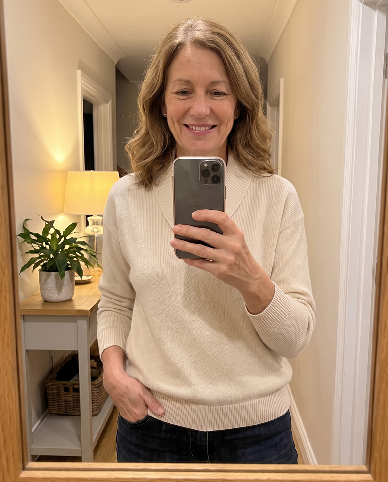 Elise | Bequemer Pullover mit V-Ausschnitt – Kundinnenfoto 4