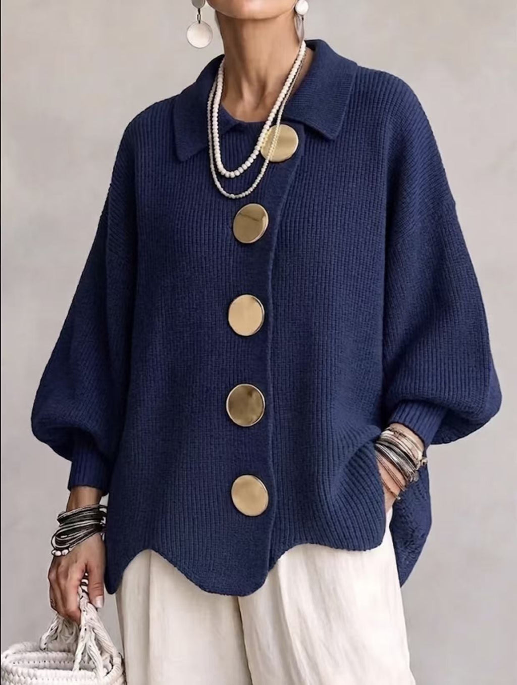Isadora | Oversized Kragen-Cardigan - Lene & Roth