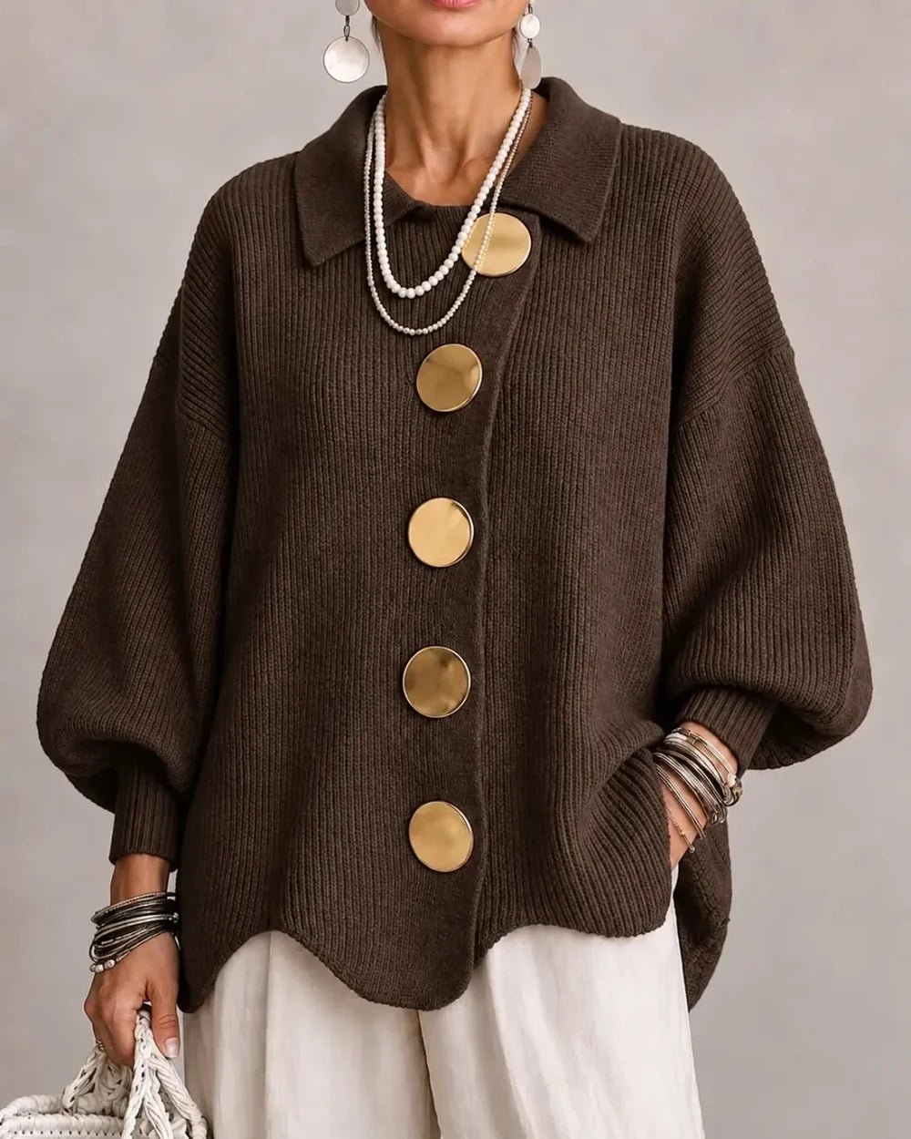 Isadora | Oversized Kragen-Cardigan - Lene & Roth
