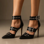 Konstanze | Spitze Stiletto-Pumps mit Schnallenriemen - Lene & Roth