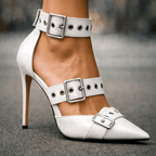 Konstanze | Spitze Stiletto-Pumps mit Schnallenriemen - Lene & Roth