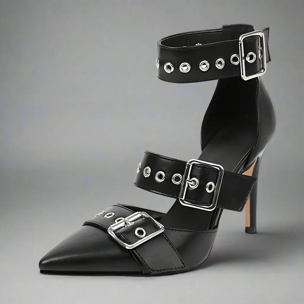 Konstanze | Spitze Stiletto-Pumps mit Schnallenriemen - Lene & Roth