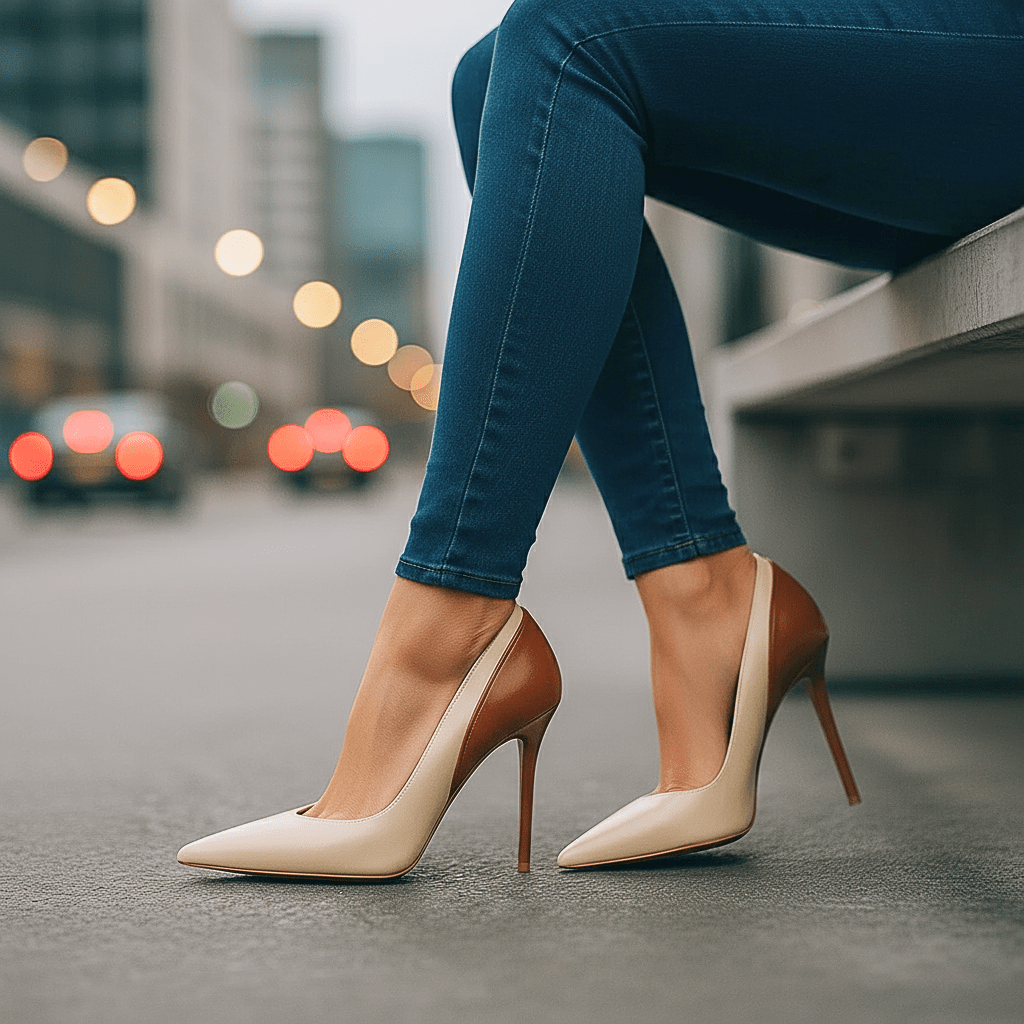 Ottilie | Spitze Stiletto-Pumps im Colorblocking-Design - Lene & Roth
