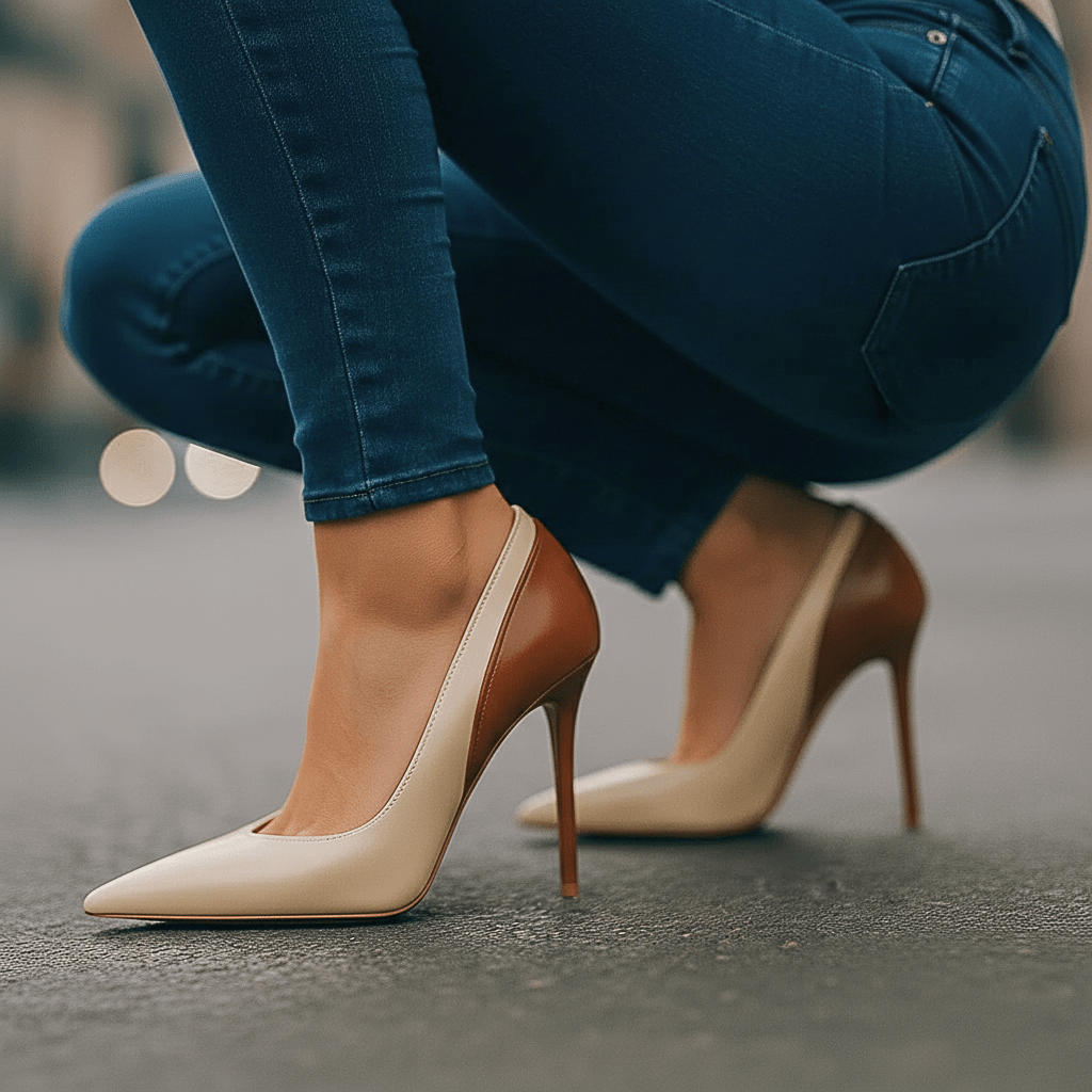 Ottilie | Spitze Stiletto-Pumps im Colorblocking-Design - Lene & Roth