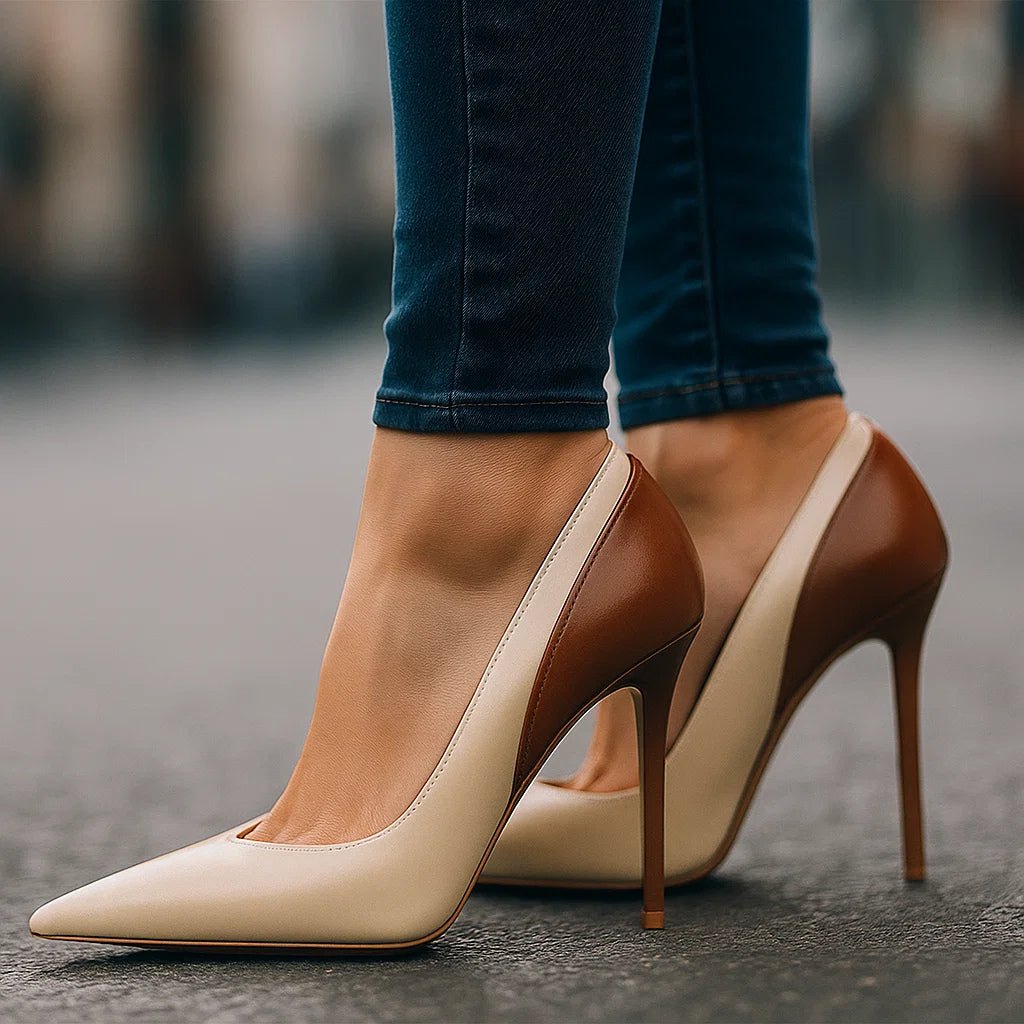 Ottilie | Spitze Stiletto-Pumps im Colorblocking-Design - Lene & Roth