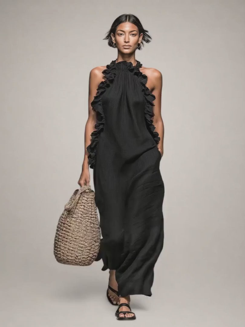 HÉLOÏSE | Maxikleid mit hohem Rüschenkragen