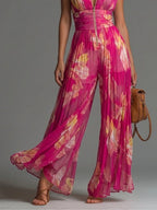 Zsófia Jumpsuit | Plissierter Chiffon-Overall in Rosa - Lene & Roth