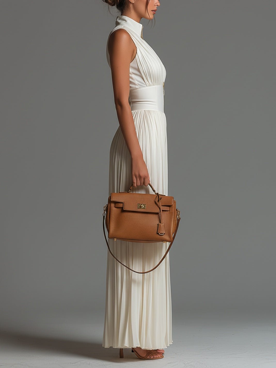 Zsófia Jumpsuit | Plissierter weißer Chiffon-Overall - Lene & Roth